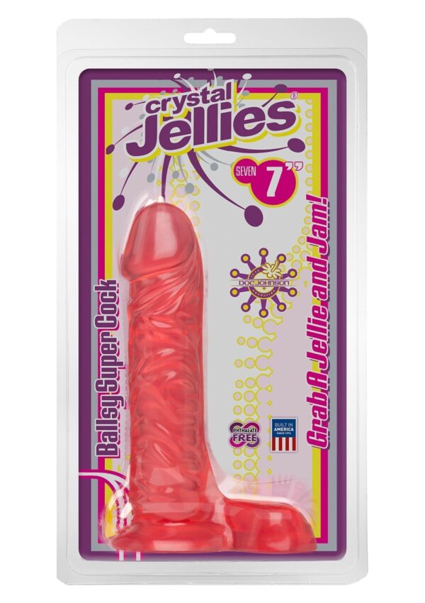 Dildo Super Cock Balls di Crystal Jellies Pink - immagine 3